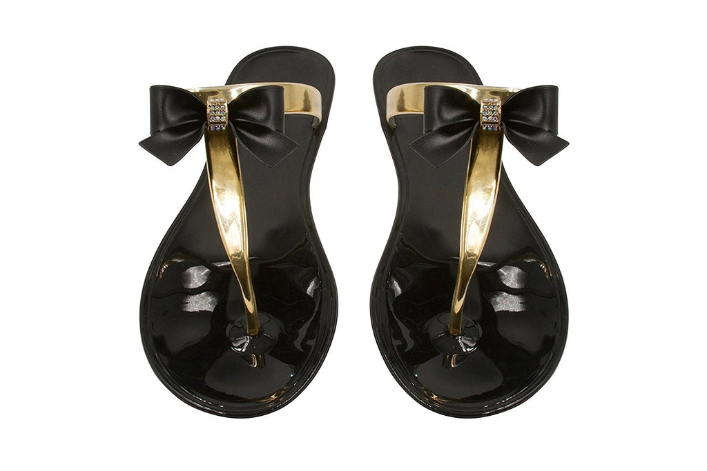 Sara Z Ladies Metallic T-Strap Jelly Sandals