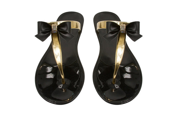 Sara Z Ladies Metallic T-Strap Jelly Sandals