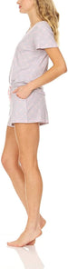 Bearpaw Women's Logo Print Jersey Short Sleeve V-Neck T-Shirt and Shorts, 2 PC Pajama Lounge Set Comfy Sleepwear