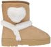 Rampage Girl's Warm Microsuede Winter Boot With Cute Faux Fur Heart And Trim Design
