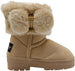 bebe Toddler Girls’ Little Kid Slip On Mid Calf Warm Winter Boots with Faux Fur Cuff and Rhinestone Bow