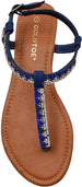 Gold Toe Womenâ€™s Rhinestone T-Strap Sandal with Back Straps - Open Toe Fashion Bling Summer Slide Shoe