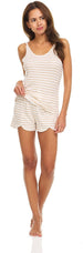 Women's Comfy Sleepwear Tank Top with Runner Shorts, 2-Piece Fuzzy Pajama Set