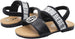 bebe Toddler Girls' Little Kid Slip-On Strappy Sandals with Logo Straps and Elastic Back, Open-Toe Flat Fashion Summer Shoes