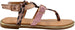 Rampage Girls Big Kid Leopard Print T-Strap Thong Slide Sandal with Adjustable Back Strap - Fashion Summer Flat Shoes