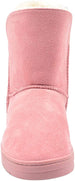 bebe Girls Big Kid Mid Calf Easy Pull-On Suede Winter Boots Embellished with Fur Cuff and Back Bow