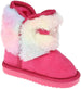 bebe Girls Cute And Fluffy Rainbow Faux Fur Chatz Warm Winter Snow Boots for Toddler Girls