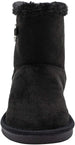 bebe Girls’ Big Kid Slip On Mid Calf Warm Microsuede Winter Boots Embellished with Rhinestones and Faux Fur Cuff
