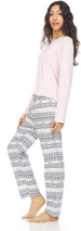 Women's Placket Long Sleeve Top with Pants, 2-Piece Pajama Set For Women