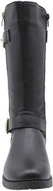 Via Rosa Womens Slip On Tall Winter Boots with Quilted Back, Side Zipper and Buckle Straps