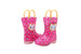 dELiAs Toddler Girls Rain Boots Cute Animal Printed with Easy-On Handles Waterproof Shoes