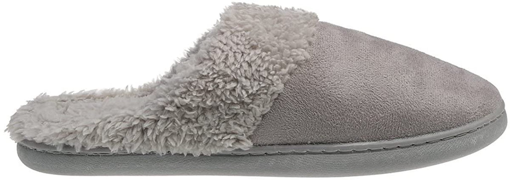 Women's Microsuede Slipper With Faux Fur Collar And Memory Foam Insoles