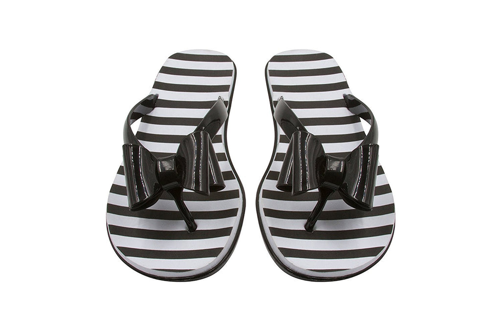 Sara Z Ladies Jelly Flip Flops with Bow and Eva Printed Footbed