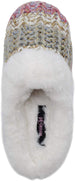 kensie Girls' Big Kid Slip On Plush Fluffy Shimmer Knit House Slippers with Faux Fur, Cute Warm Comfortable Shoes for Home