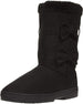 Chatties Chatz Womens Slip On Mid High Microsuede Winter Boots with Bows and Faux Fur Trim Black Size 11