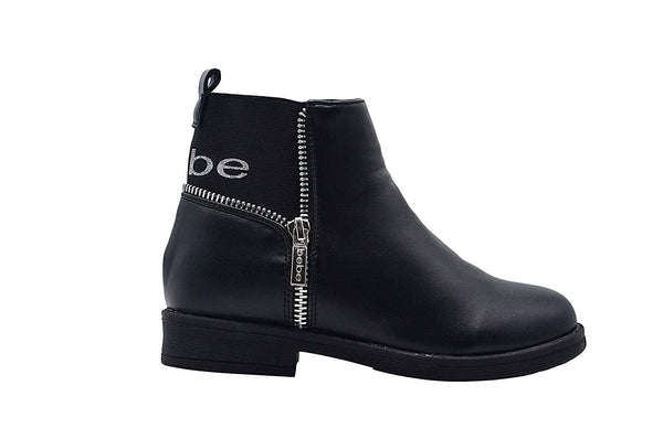 bebe Girls Big Kid Easy Pull-On Short Ankle Moto Boots Embellished with Side Zipper and Elastic Back