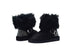 bebe Girls Big Kid Mid Calf Short Easy Pull-On Microsuede Winter Boots Embellished with Faux Fur Cuff and Rhinestone Back