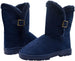 Chatz Women’s 8” Mid Calf Microsuede Winter Boots with Faux Fur Trim and Buckle