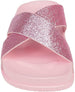 Girl's Summer Open-Toe Sparkly Glitter Flat Slide Sandals with Criss-Cross Straps