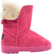 bebe Girls Big Kid Mid Calf Easy Pull-On Suede Winter Boots Embellished with Fur Cuff and Back Bow