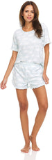 Women's Sleepwear and Loungewear Lettuce Edge Tee and Shorts Set, 2-Piece Pajama Set