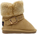 Rampage Toddler Girls’ Little Kid Slip On Microsuede Short Ankle Boots with Faux Fur Cuff and Cutout Design Buckle Straps