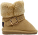 Rampage Toddler Girls’ Little Kid Slip On Microsuede Short Ankle Boots with Faux Fur Cuff and Cutout Design Buckle Straps