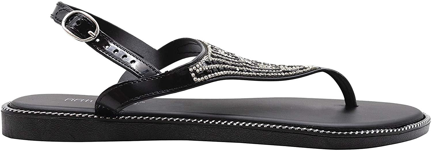 Fifth & Luxe Women's Slip-On PCU Thong Sandals with Rhinestone