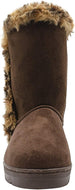 kensie Womens Slip On Mid High 9" Microsuede Winter Boots with Leopard Faux Fur Trims
