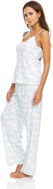 Women's Lettuce Edge Tank Top and Sleepwear Pants, 2-Piece Sleep and Lounge Pajama Set
