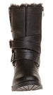 Sara Z Ladies Pu Moto Boot with Snap Closure (Black), Size 11