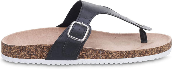 Via Rosa Women’s Thong Footbed Slide Sandal with Buckle Open Toe Fashion Summer Slipper Shoe