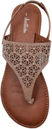 Chatties Women’s Microsuede Cutout Rhinestone Thong Sandal with Elastic Back Strap - Open Toe Fashion Summer Slide Shoe