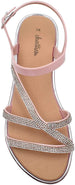 Chatties Women’s PCU Rhinestone Strap Sandal - Sparkly Fashion Bling Flat Shoes