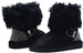 bebe Girls Big Kid Mid Calf Short Easy Pull-On Microsuede Winter Boots Embellished with Faux Fur Cuff and Rhinestone Back