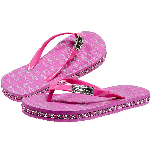bebe Flip Flops Summer Beach Fashion Thong Sandals Lightweight Eva Sole Classical Comfortable for Girls Big Kid Size 1 Pink