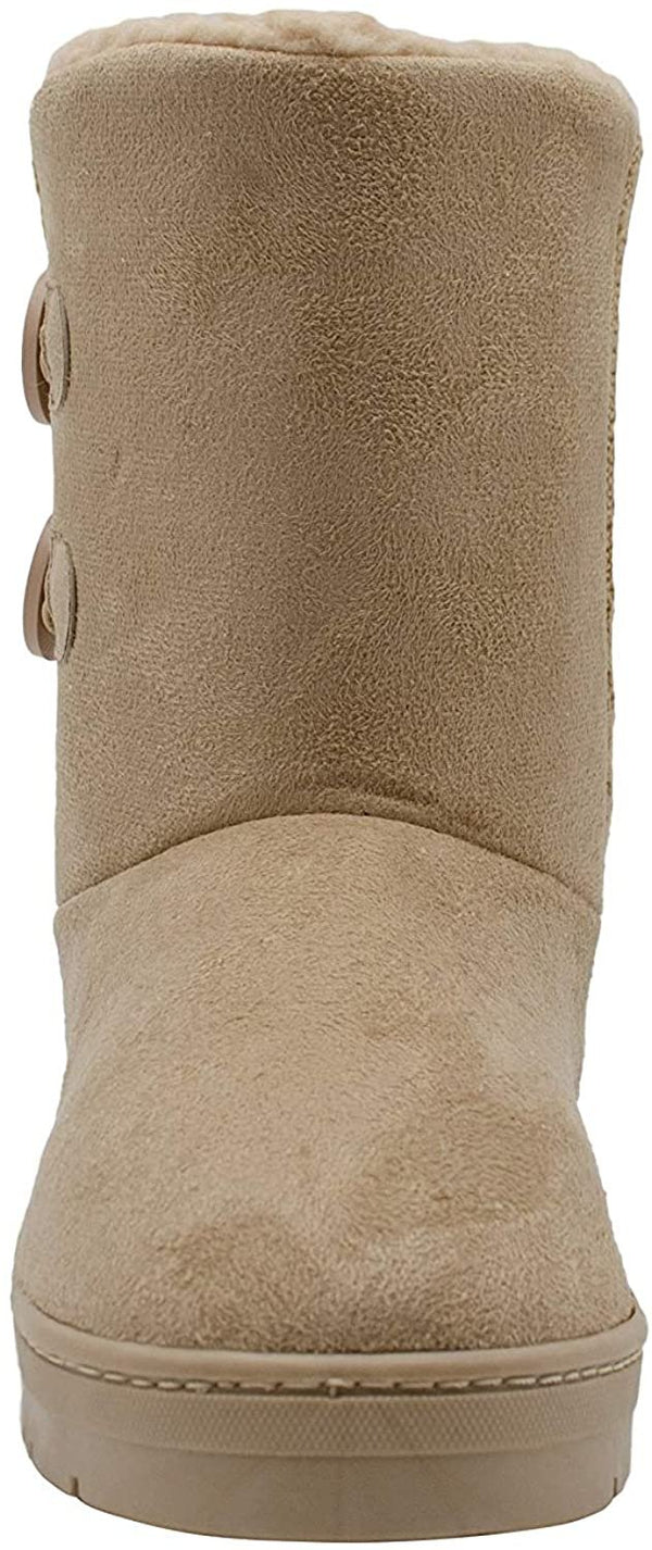 Chatties Chatz Womens Slip On Mid Calf 8" Microsuede Winter Boots with Cable Knit Back and Buttons Black Size 6