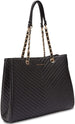 Women’s Chevron Shopper Tote with Chain Detail Handles
