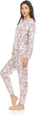 Women's Long Sleeve V-Neck Top with Jogger Pants, 2-Piece Set for Women