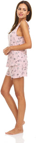 Women's Comfy Sleepwear Tank Top with Runner Shorts, 2-Piece Fuzzy Pajama Set