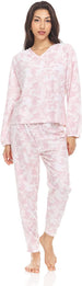 Women's Long Sleeve V-Neck Top with Jogger Pants, 2-Piece Set for Women