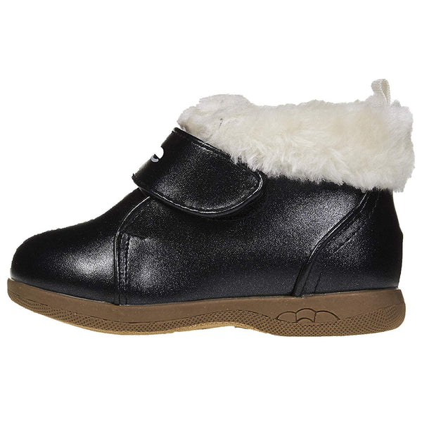 bebe Toddler Girls Ankle Boots Straps Fur Cuffs Slip-On Fashion PU Shoes