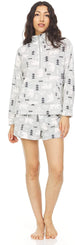 Women's Long Sleeve Pullover Zip Top and Shorts, 2-Piece Pajama Set For Women