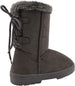 Chatties Chatz Womens Slip On Mid Calf 8" Microsuede Winter Boots with Faux Fur Trims and Lace Up Back