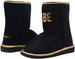 bebe Girls Big Kid Mid Calf Easy Pull-On Microsuede Winter Boots Embellished with Metallic Trim