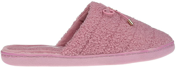 Laundry Womens Fluffy And Comfy Quilted Faux Fur Slippers With Bow & Metal Logo Charm