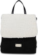 Women's Vintage Shearling Flap Backpack/Bookbag for Laptop, School, College Students, Office, and Travel - Cute Fashion Backpack, Black