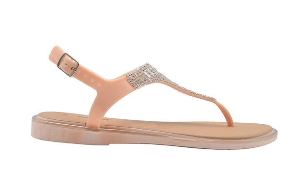 Via Rosa Ladies Sandal PCU Thong Slip On Shoe with Rhinestone Embellished Strap