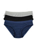 dELiA's Women’s Rib Bikini Brazilian Underwear Panty Pack, Soft, Comfortable, Stretch Panties Blue/Black/Lunar Small 3 Pack
