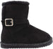 Rampage Girls' Big Kid Slip On Mid High Microsuede Winter Boots with Quilted Shaft and Wrap Around Buckle Straps Black Size 12